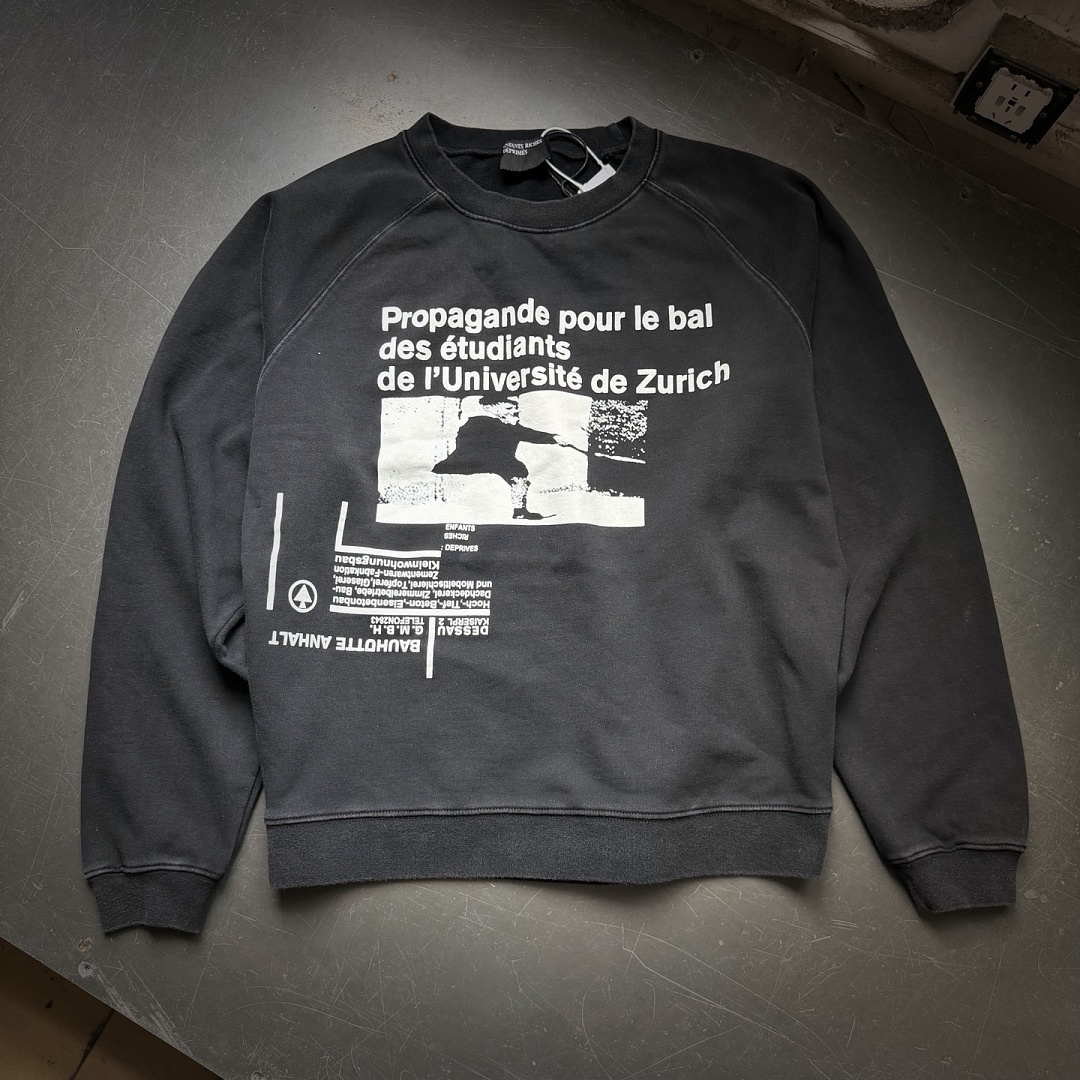 Enfants Riches Deprimes 198 Enfants Riches Deprimes ERD University Of Zurich Sleeve Collar : S M L XL (Washed Black) - Image 4