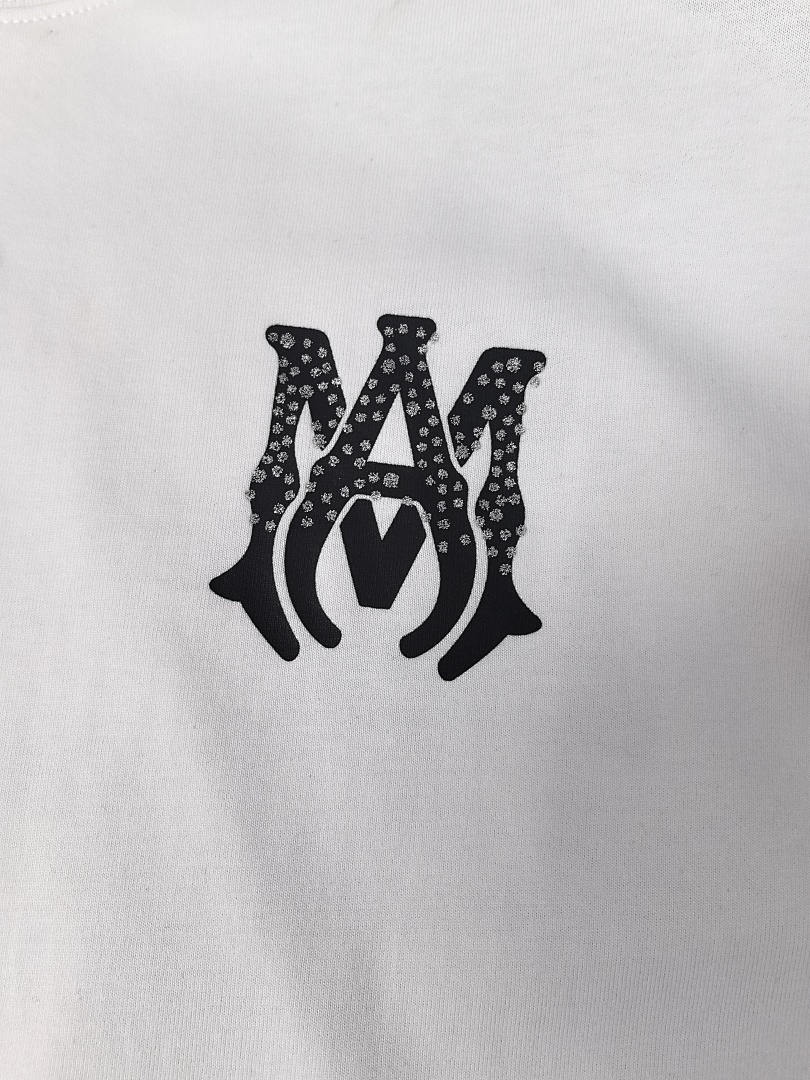 AMIRI 118 Wide Version Model Short Sleeve T Logo Print Diamond High Wind Black White S M L - Image 32