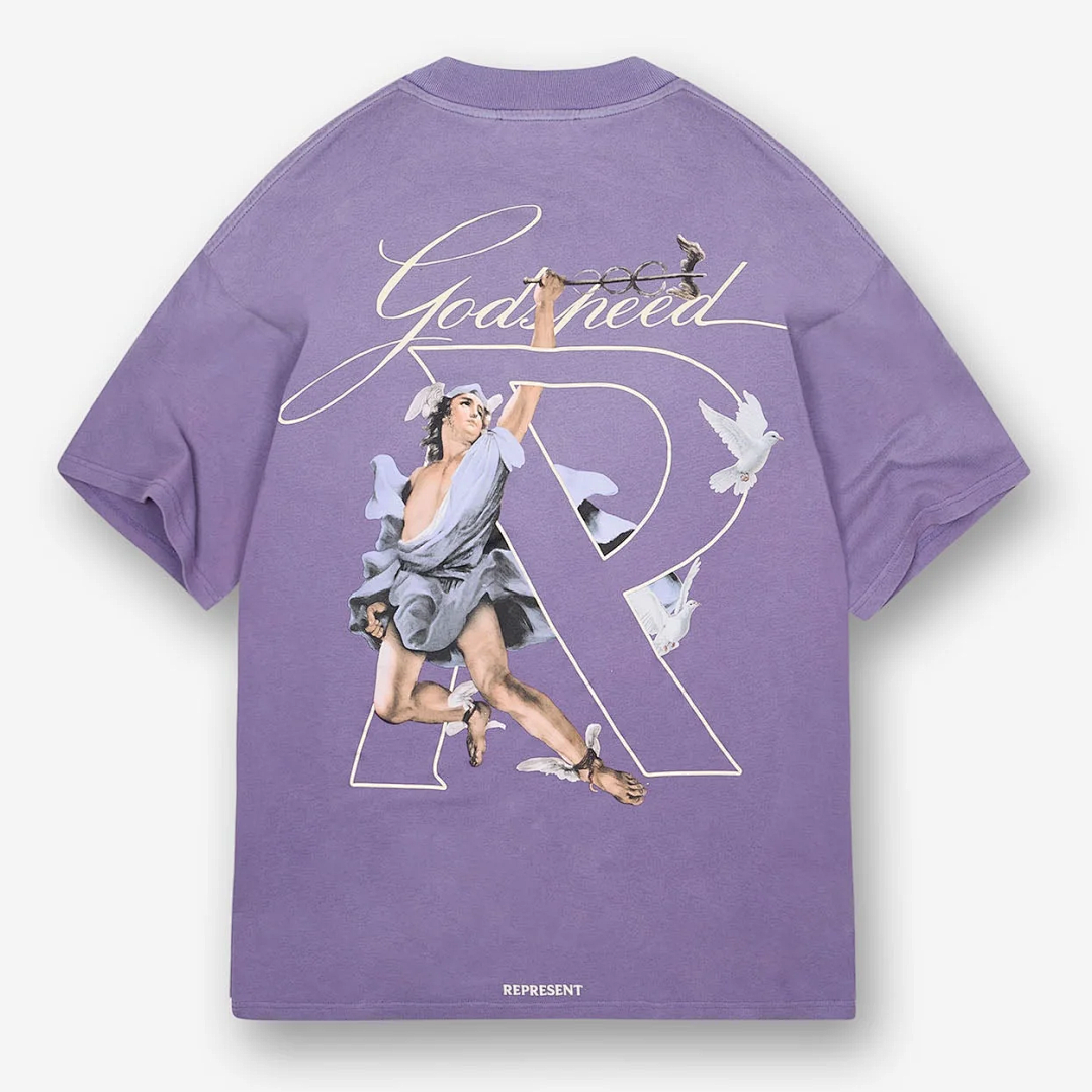 Represent ON SALE58 Represent Hermes T-Shirt And Sky Print Short Sleeve T : Black White Purple S M L - Image 5