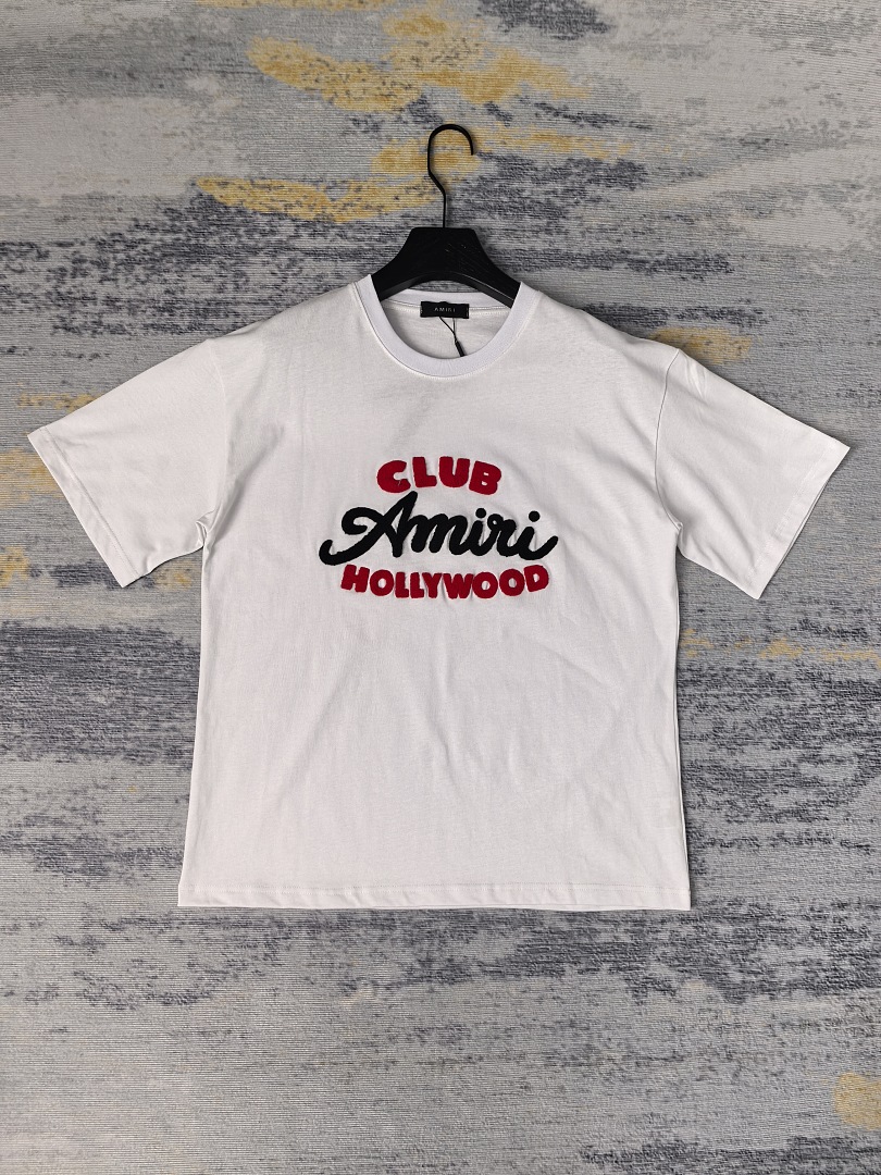 AMIRI 118 26Ss New Fleece Embroidered Short Sleeve T Black White S M L XL 9929# - Image 30