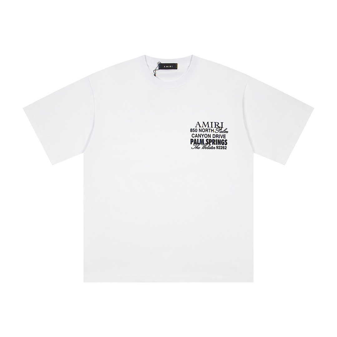 AMIRI 118 Wide Version Model Short Sleeve T Logo Print High Wind Black White S M L XL 9908# - Image 13