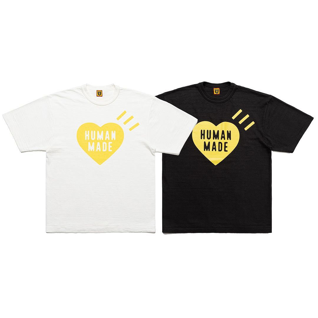 Human Made 108 HUMAN MADE HEART Limited Exclusive Print Cotton Short Sleeve T : White Yellow Black Pink Green Orange Blue Grey S-XL - Image 7
