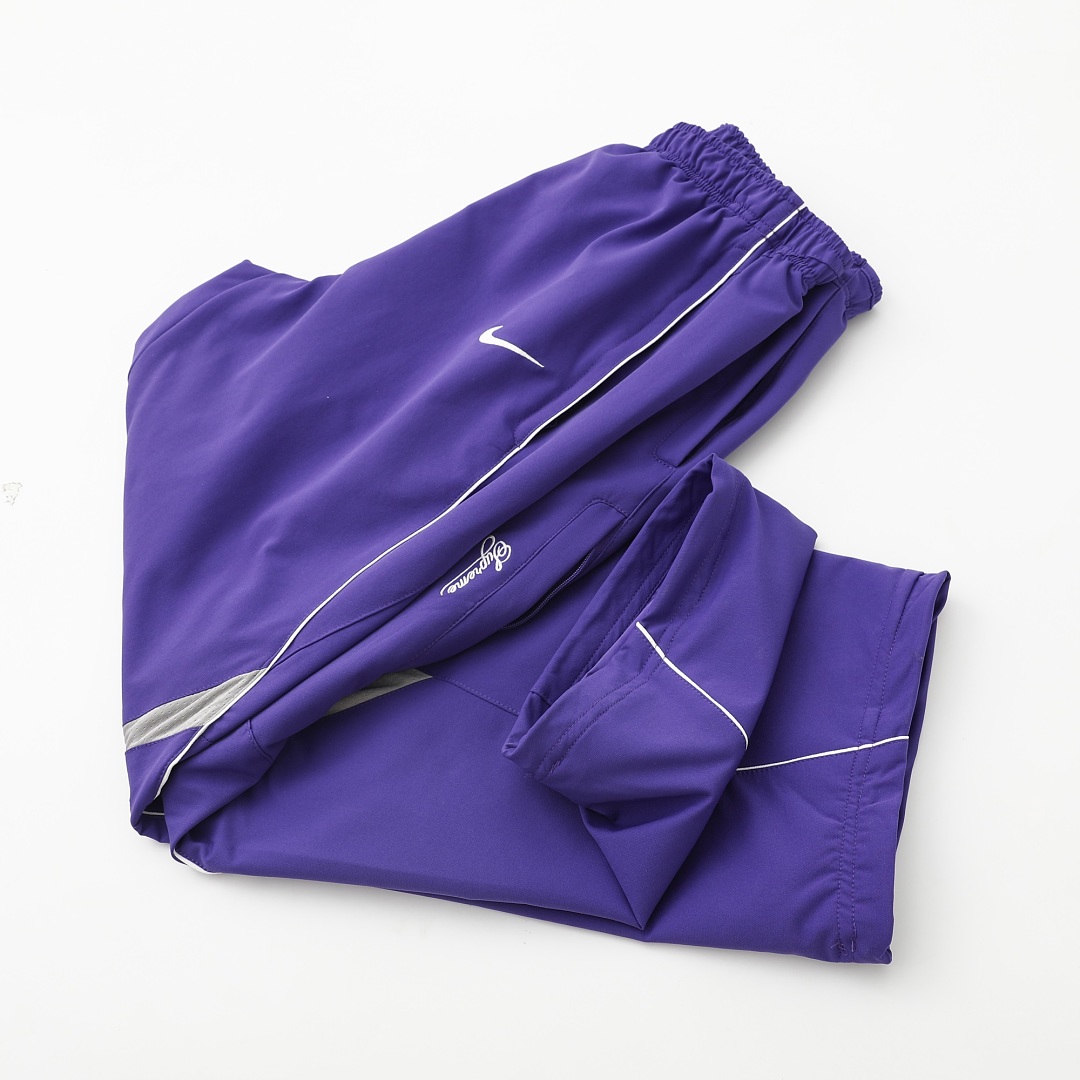 Balenciaga 378 Collab SS25 WEEK4 Track Pants Embroidered Logo Long : Black Purple :S-XL - Image 23