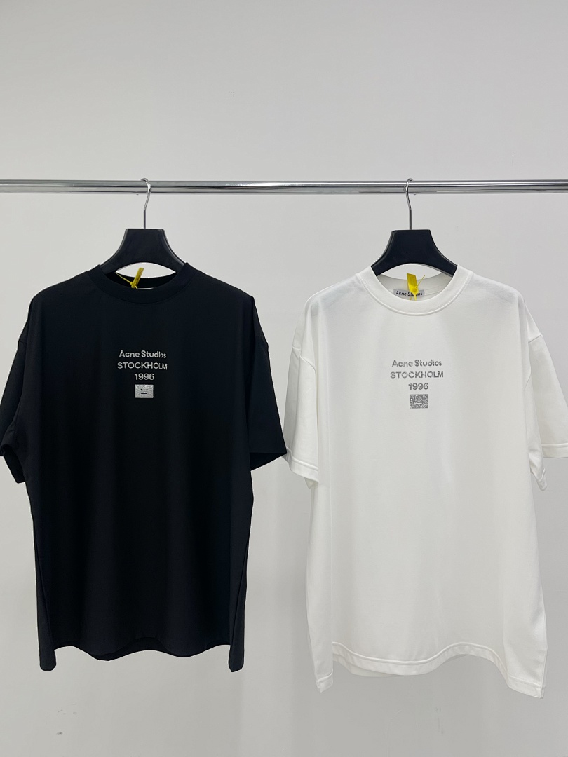 Acne Studios 118 AC Silver Print Short Sleeve T Black White S-XL 8066# - Image 37