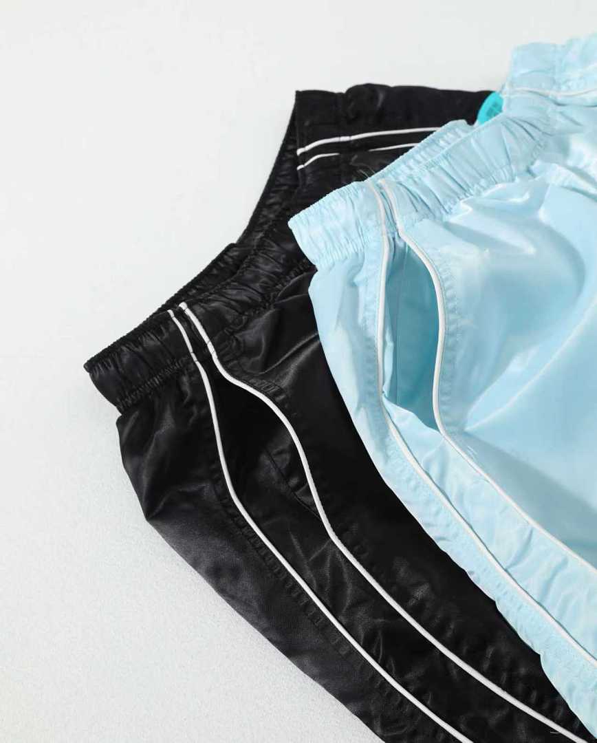 Balenciaga 378 SS25 WEEK16 Satin Track Pant Surface Patch Logo : Black Ice Blue S-XL - Image 9