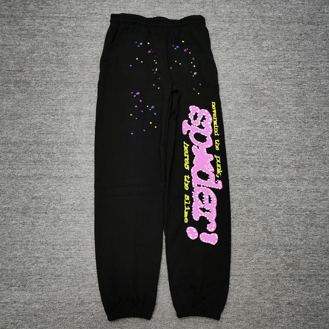 Sp5der 278 Pink V2 Sp5Der FW23 SWEATS Mens Womens Long Black : S-XXL - Image 10