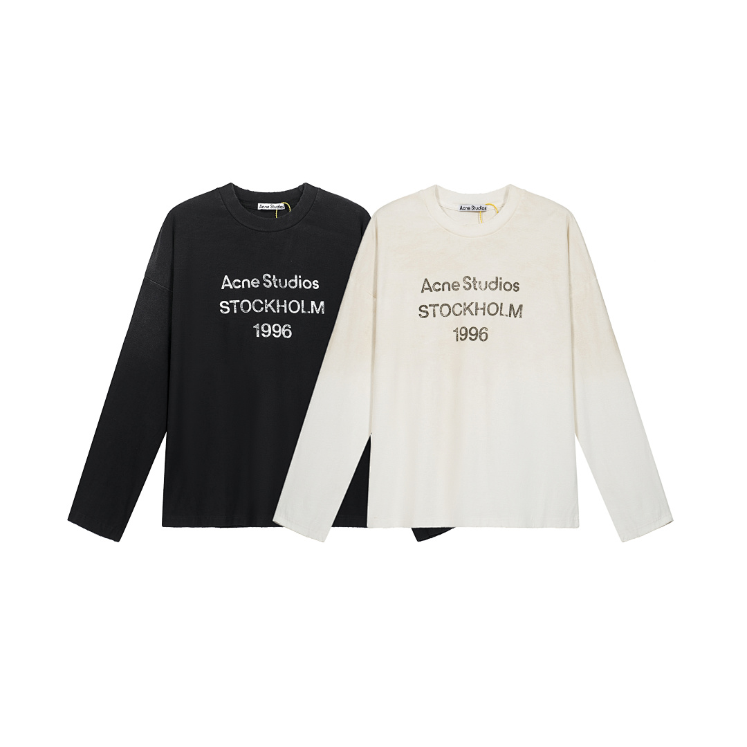 Acne Studios 128 AC LOGO Print Long Sleeve T Pink Black White Olive Green Dark Blue Red Spring Purple S-XL 3286# - Image 99