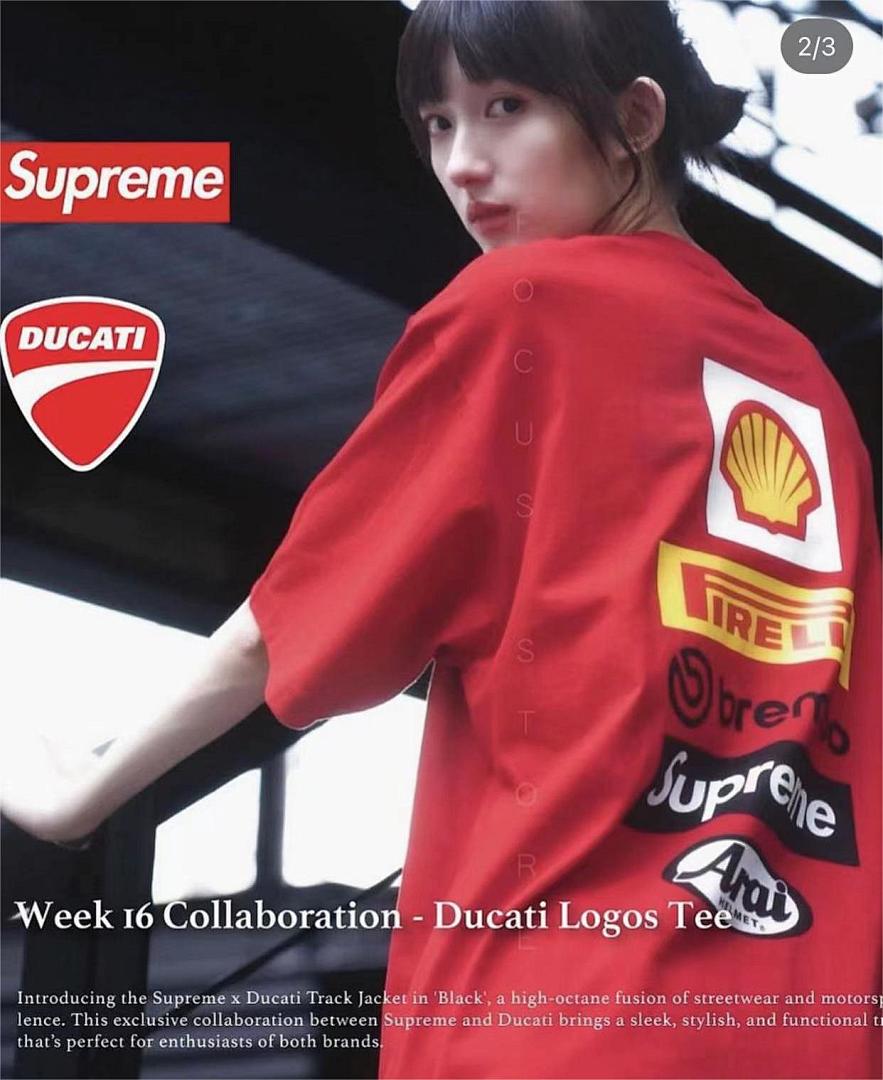 Supreme 118 SUP DUCATI SS24 Khaki Collab Short Sleeve Black White Red S M L - Image 12