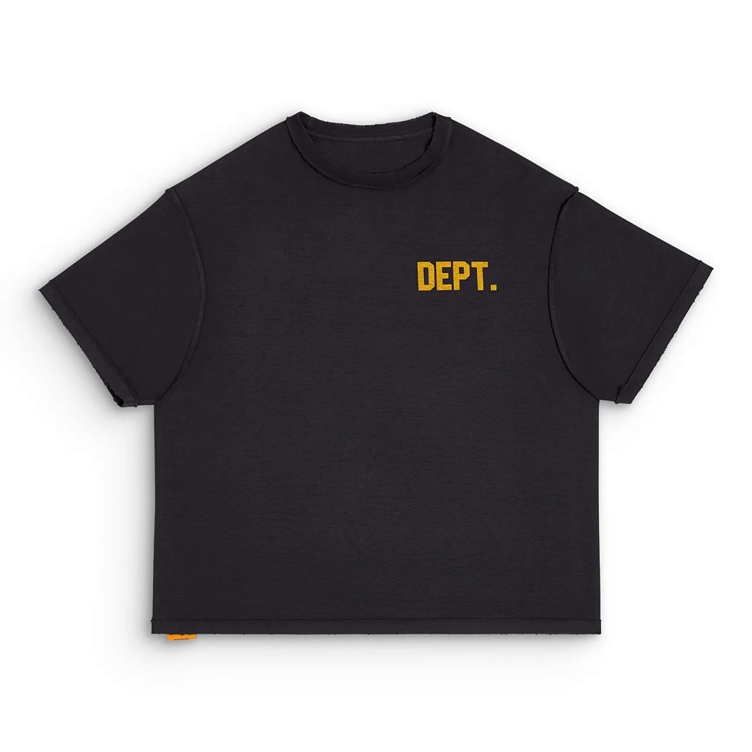 Celine 118 GALLERY DEPT STUDENT COACH REVERSIBLE TEE Washed True Surface Print Short Sleeve T : Black Cream Apricot Yellow S M L