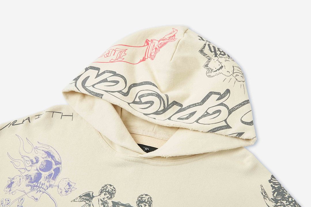 Represent 268 REPRESENT Legacy Hoodie Sky Print Washed : White Black S M L - Image 5