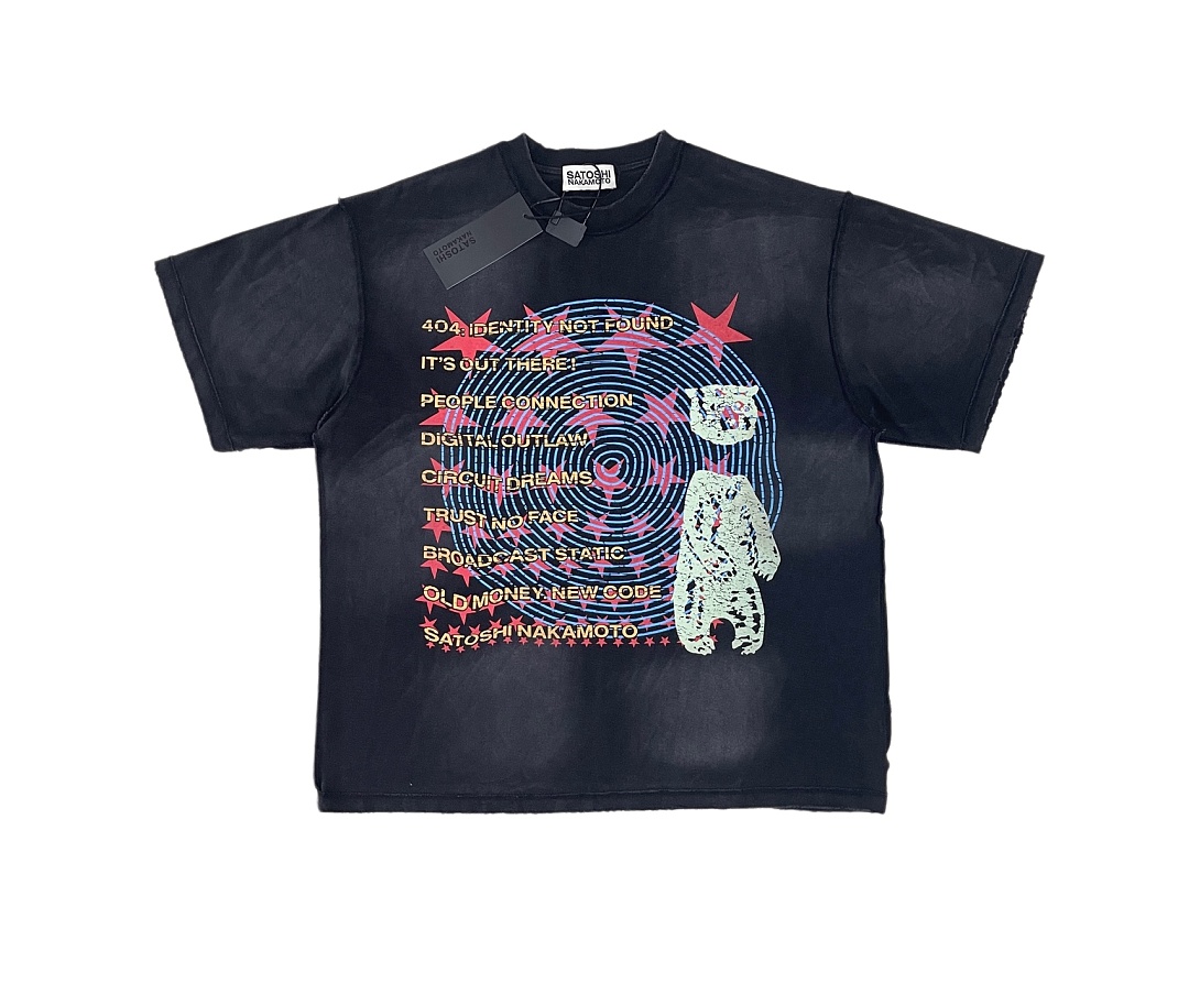 Unbranded 128 SATOSHI NAKAMOTO OVERDRIVE TEE WASHED Short Sleeve : Black S M L