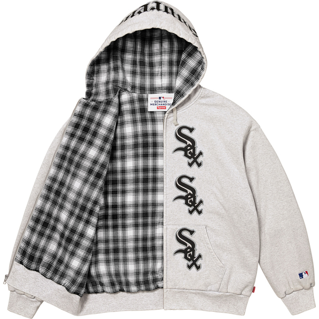 Supreme 468 CHICAGO WHITE SOX™ ZIP UP HOODED SWEATSHIRT Black Floral Grey S M L - Image 8