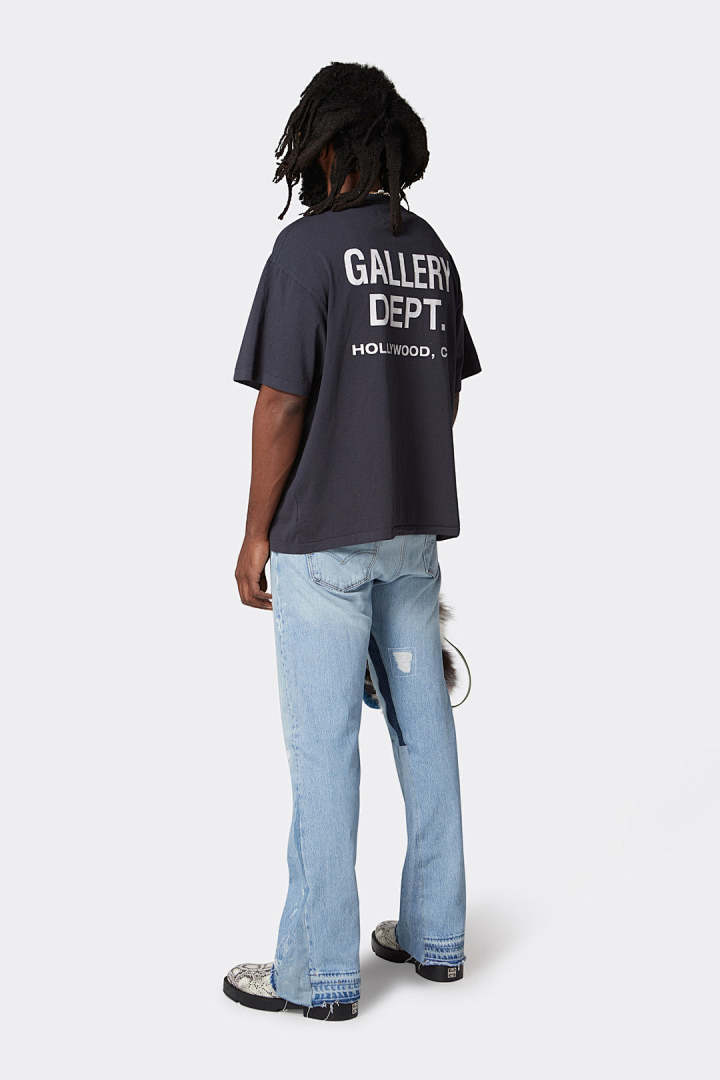 Gallery Dept 98 Gallery Dept. Classic Souvenir Tee LOGO Print Collar Short Sleeve T Black Grey White Cream Apricot Sky Blue Fruit Green Dark S M L - Image 49