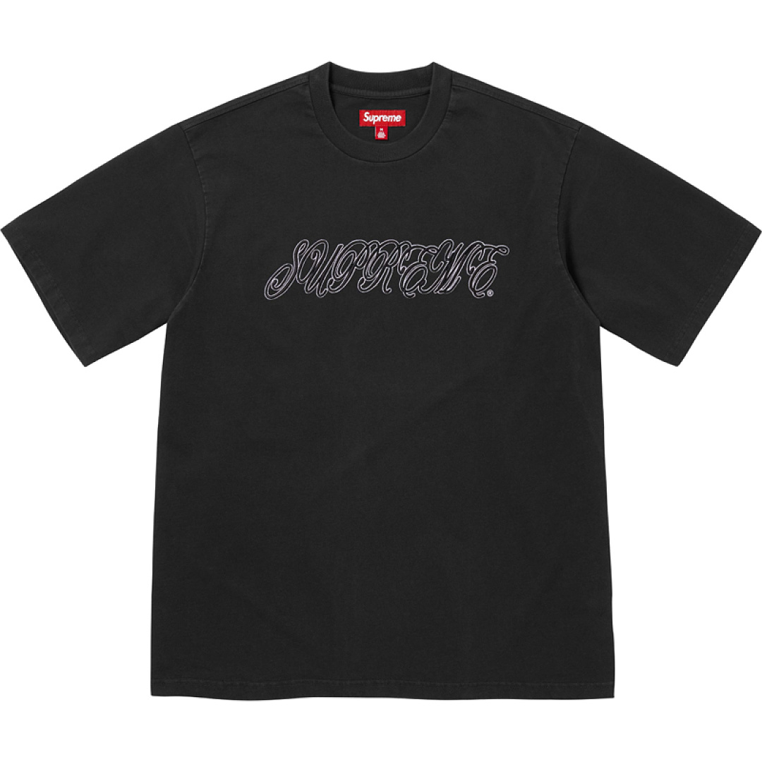 Supreme 138 RAISED SCRIPT TEE Short Sleeve Black White S M L