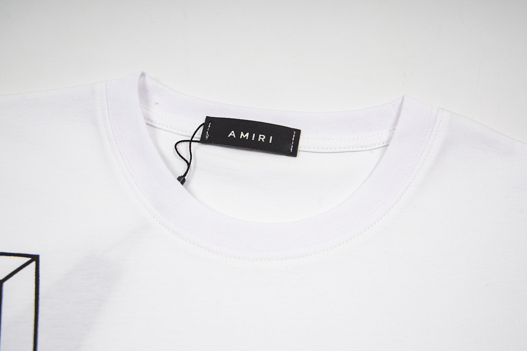 AMIRI 118 Wide Version Model Short Sleeve T Logo Print High Wind Black White S M L XL 9915# - Image 17
