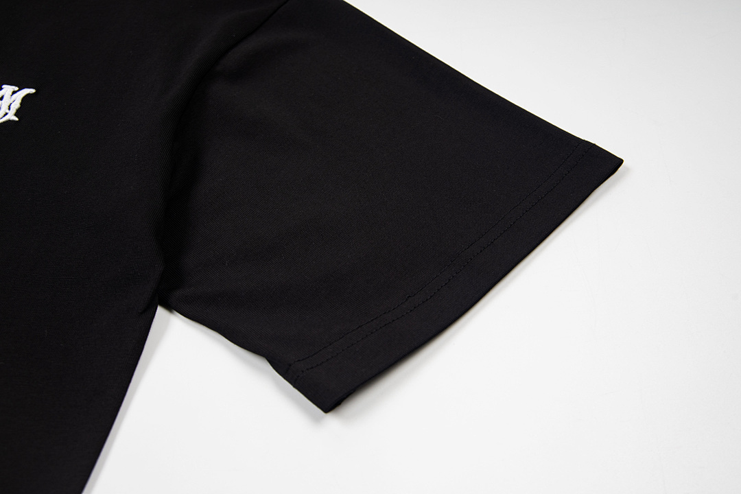AMIRI 118 Wide Version Model Short Sleeve T Logo Embroidered High Wind Black White S M L XL 9906# - Image 7