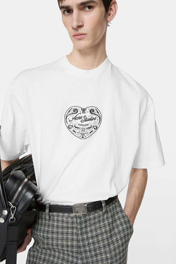 Acne Studios 118 AC Canvas Floral Short Sleeve T Black White Pink S-XL 8082# - Image 41