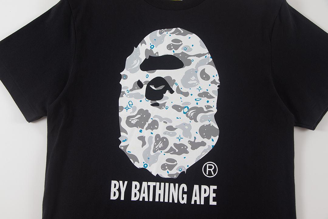 Bape 148 TOP Print Collar Short Sleeve T Black S-XL - Image 6