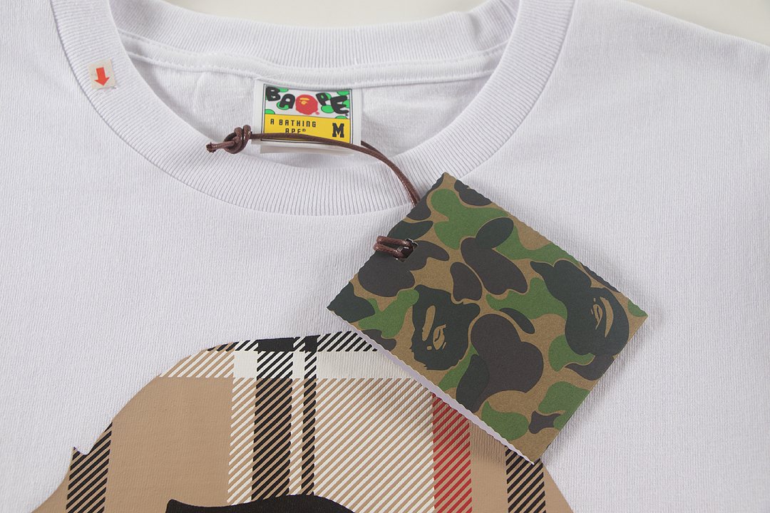 Bape 148 TOP Print Collar Short Sleeve T Black White S-XL - Image 14