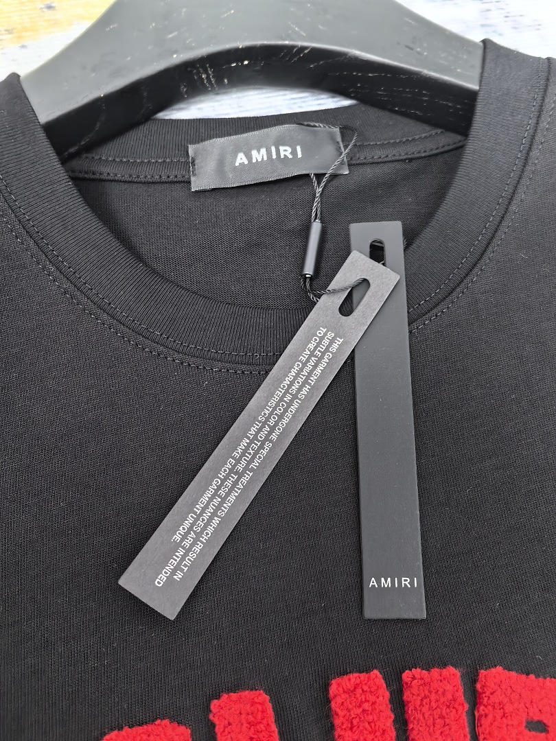 AMIRI 118 26Ss New Fleece Embroidered Short Sleeve T Black White S M L XL 9929# - Image 26
