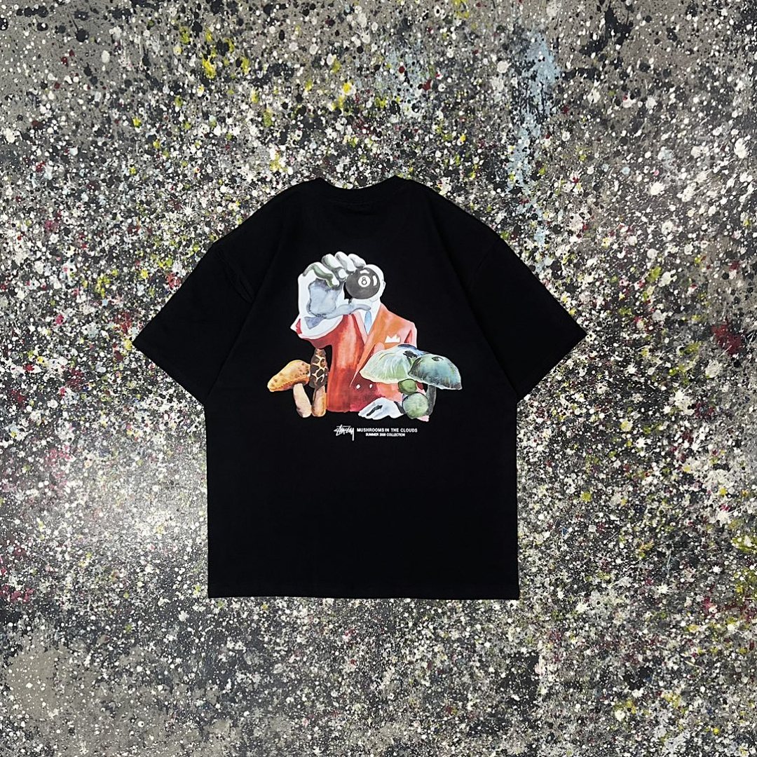 Stussy 108 STU 8 No In The Clouds Tee Black Print Short Sleeve T Mens Womens : White S -XXL - Image 3