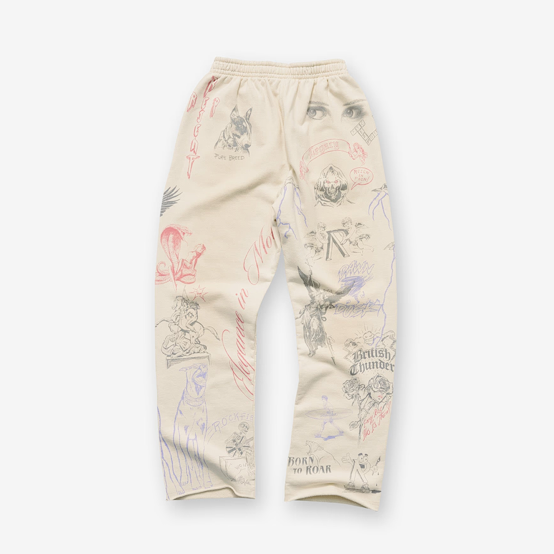 Represent 238 REPRESENT Legacy Sweatpant Print Lace : Washed Black White S M L - Image 5