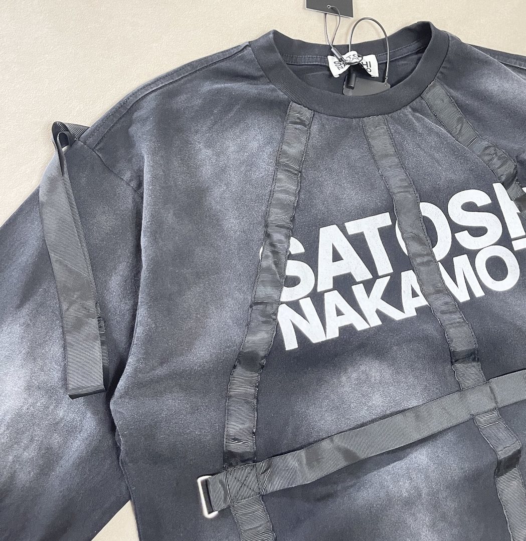 Unbranded 158 Satoshi Nakamoto Bondage Logo Long Sleeve T-Shirt Strap Patchwork T : Washed Black S M L - Image 7