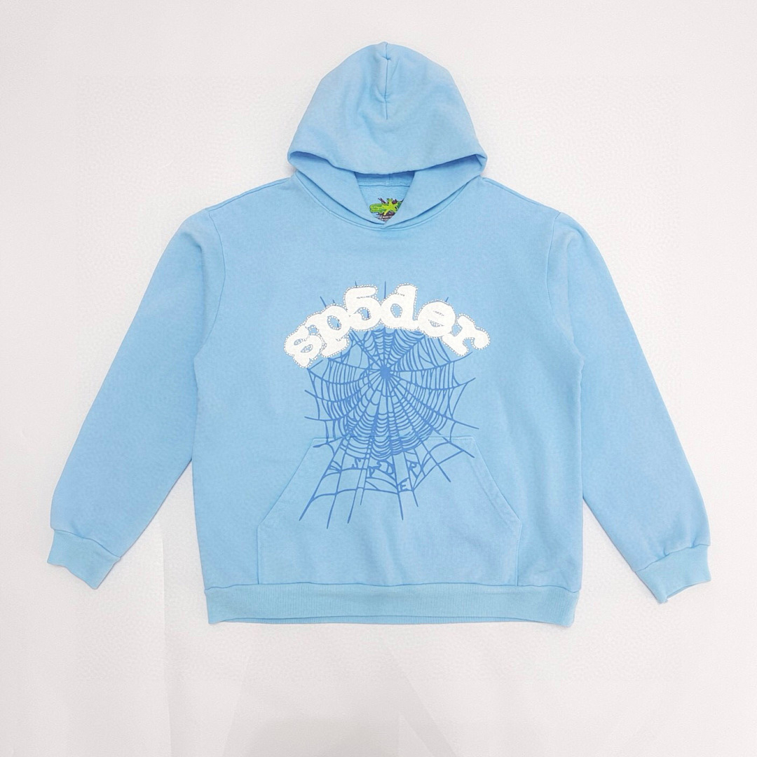 Sp5der SS25 HOODIE Mens Womens Top Sky Blue : S-XXL