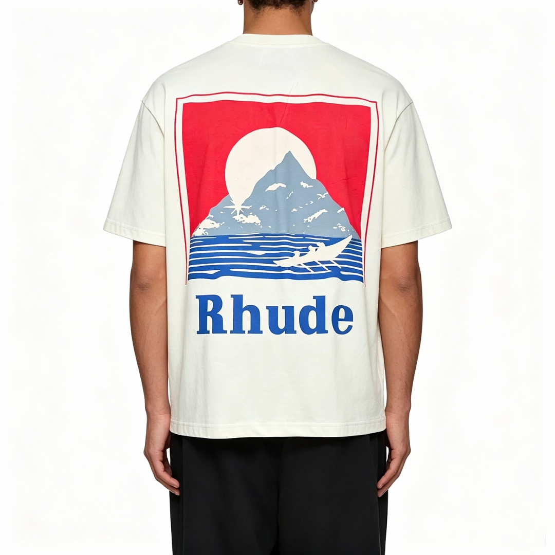 Unbranded 118 RHUD Double Print Short Sleeve T : S M L XL Cream Apricot - Image 24