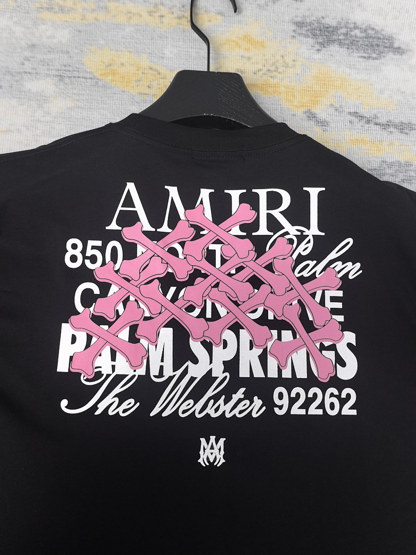 AMIRI 118 Wide Version Model Short Sleeve T Logo Print High Wind Black White S M L XL 9908# - Image 28