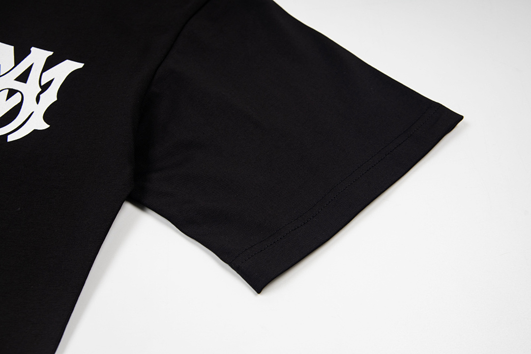 AMIRI 118 Wide Version Model Short Sleeve T Logo Print High Wind Black White S M L XL 9916# - Image 8