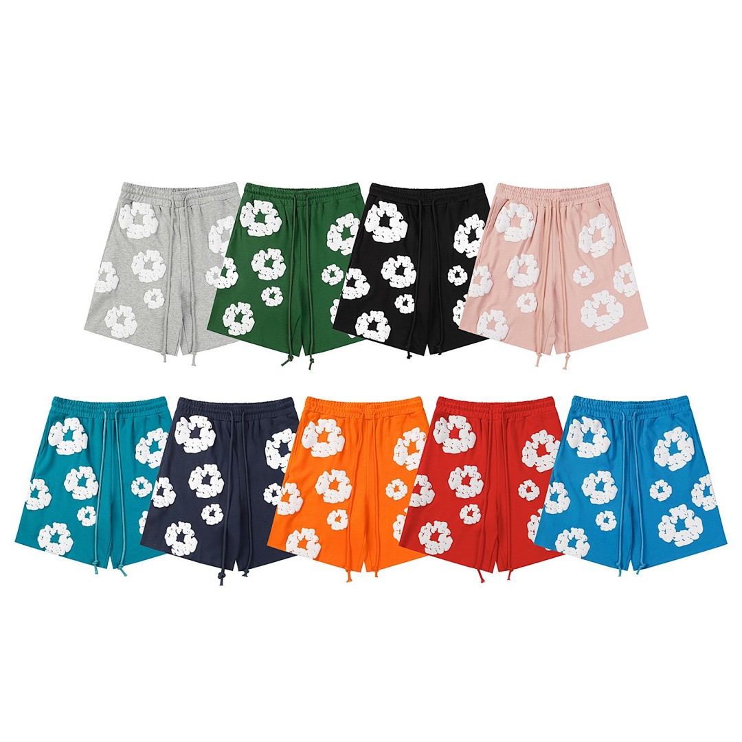 Unbranded 158 DENIM TEARS Cotton Floral High Fleece Short Black Grey Blue Green Purple Red Orange Pink White S-XL 8601#
