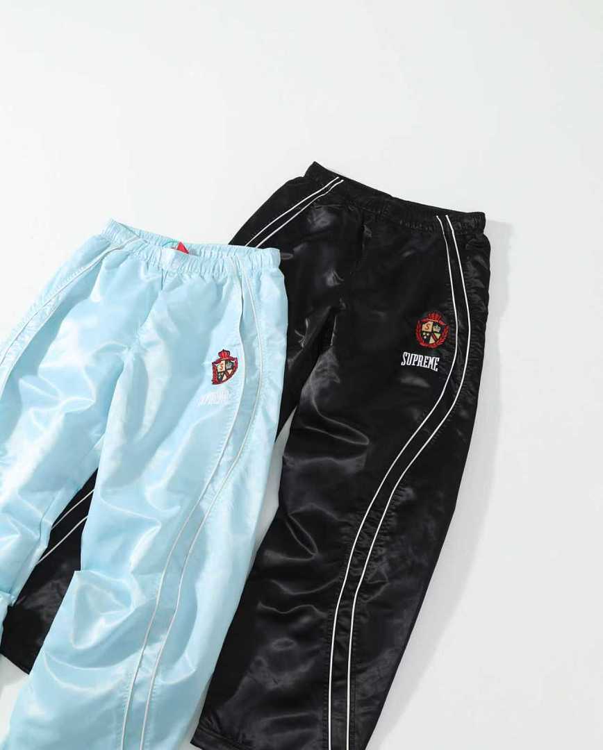 Balenciaga 378 SS25 WEEK16 Satin Track Pant Surface Patch Logo : Black Ice Blue S-XL - Image 6