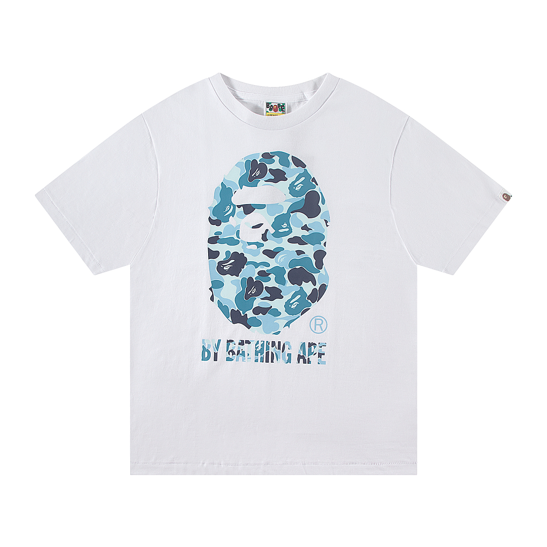 Bape 148 TOP Print Collar Short Sleeve T White S-XL