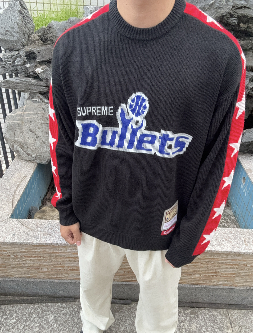 Supreme 328 SS26 Mitchell & Ness Sweater Bullets Fleece Black S-XL - Image 17