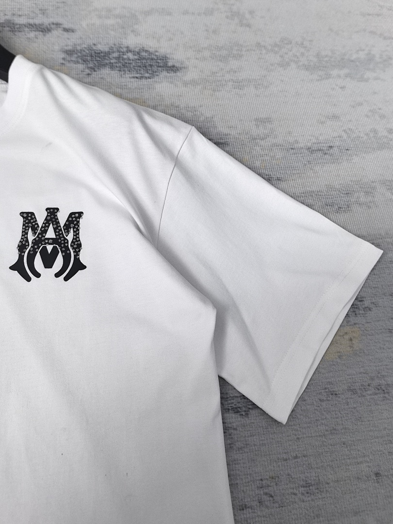 AMIRI 118 Wide Version Model Short Sleeve T Logo Print Diamond High Wind Black White S M L - Image 33