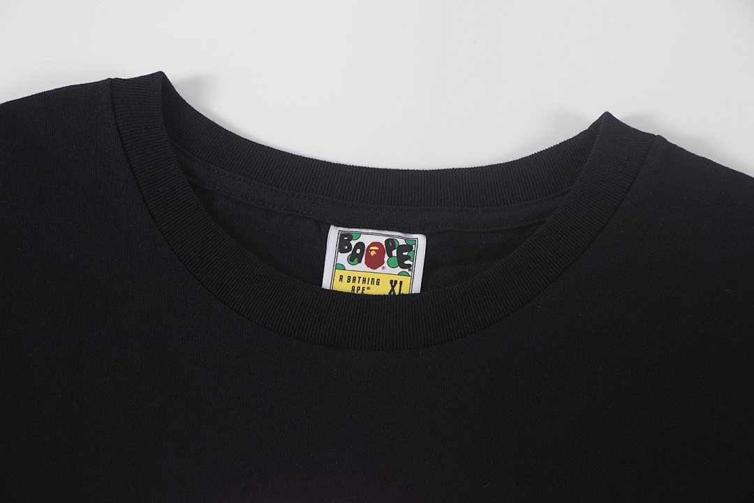 Bape 148 TOP Print Collar Short Sleeve T Black S-XL - Image 4