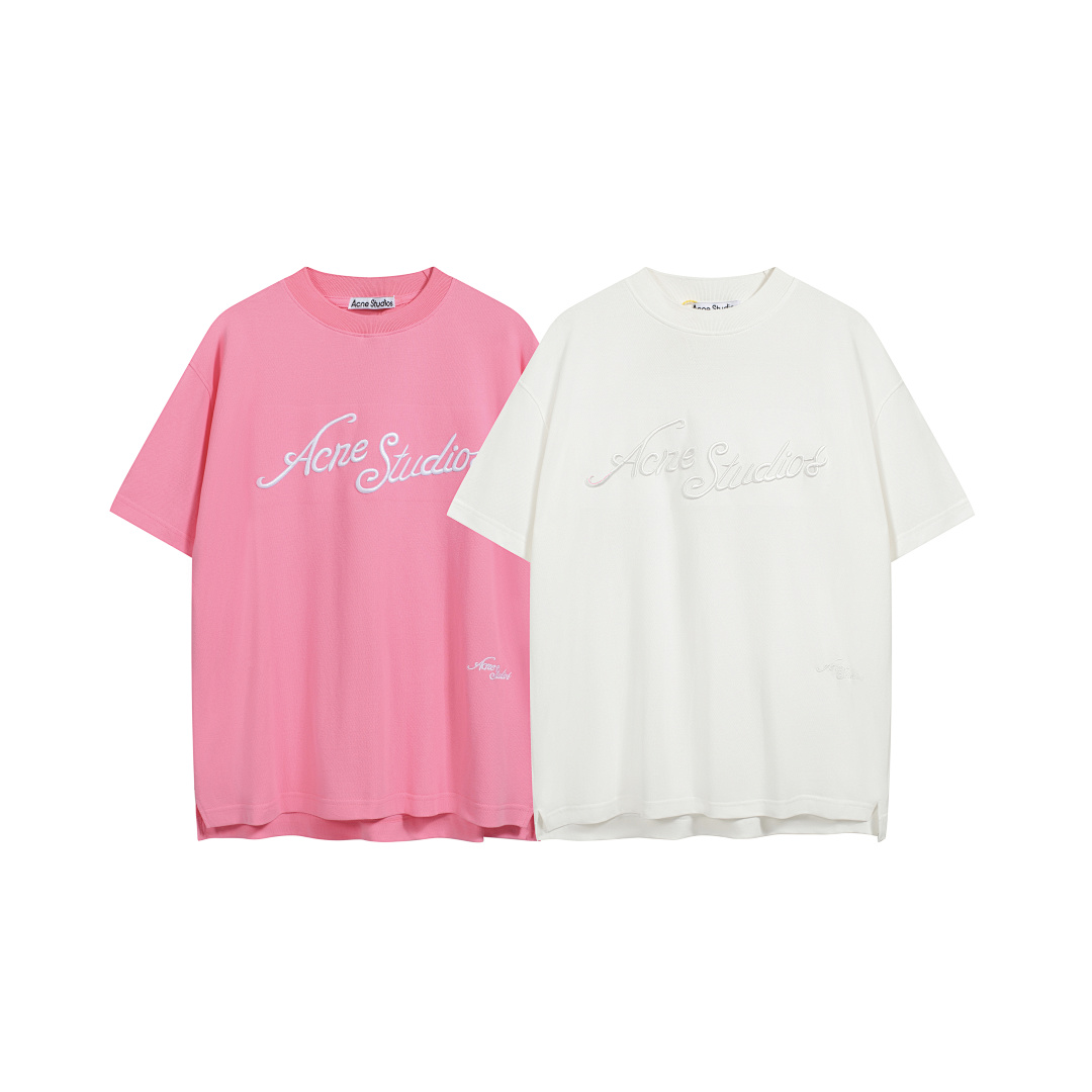 Acne Studios 128 AC LOGO Floral Short Sleeve T Pink White Grey Blue S-XL 8065# - Image 18