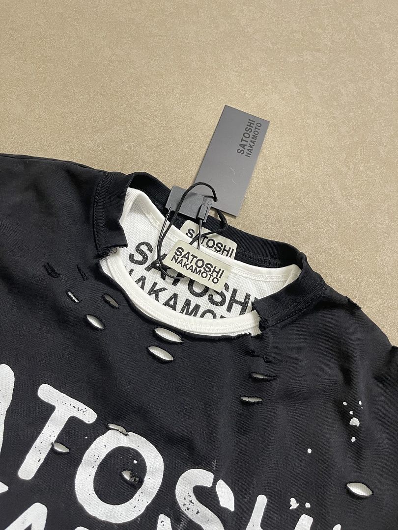 Unbranded 128 SATOSHI NAKAMOTO Luke Destroyed Ink Sleeve T : Washed Black Blue Red S M L - Image 8