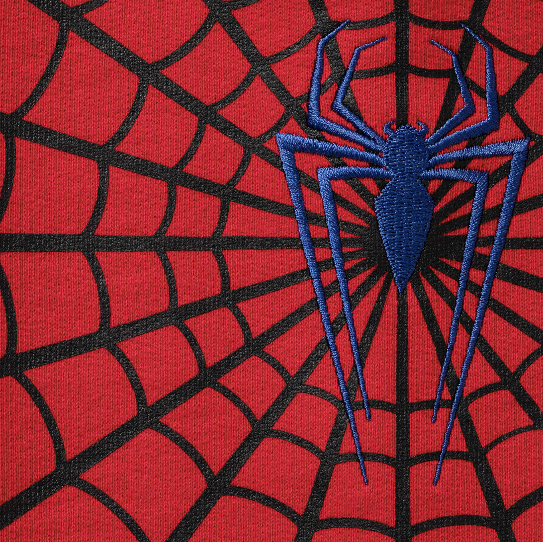 Sp5der 438 VANSON SPIDER-MAN Collab SS26 ZIP UP HOODED Thin Velvet Black Red S-XL - Image 4