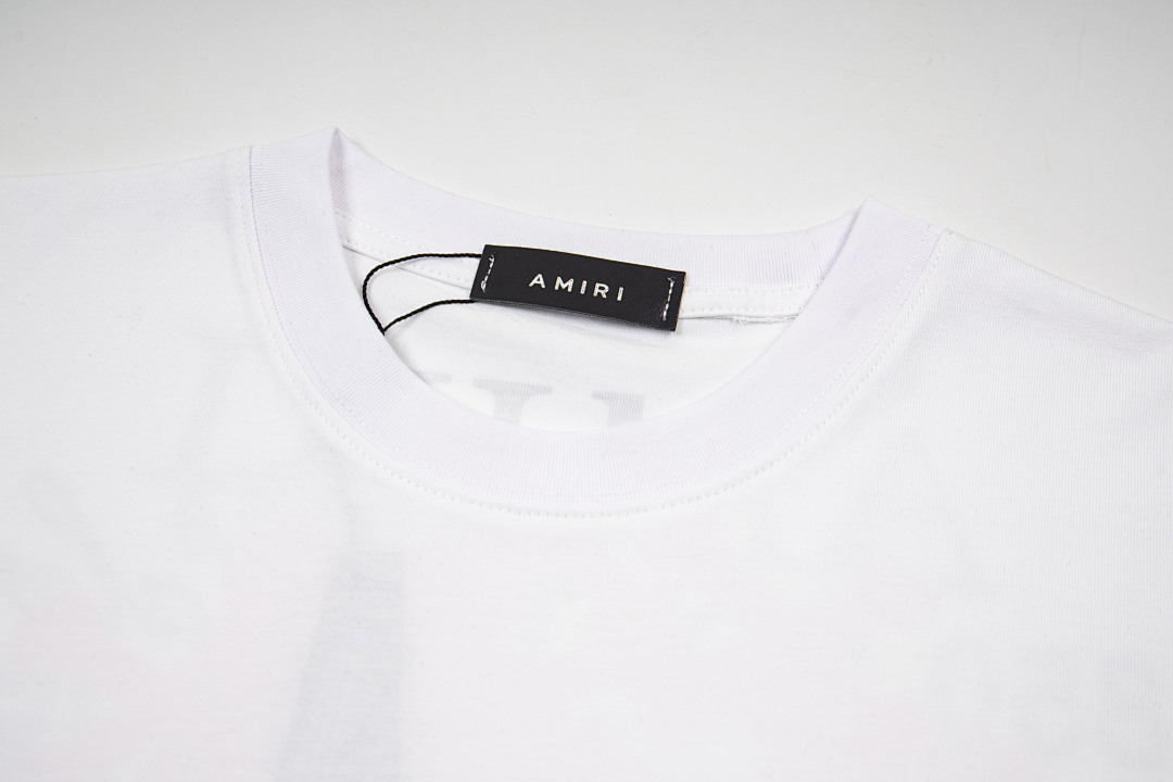 AMIRI 118 Wide Version Model Short Sleeve T Logo Print High Wind Black White S M L XL 9908# - Image 15