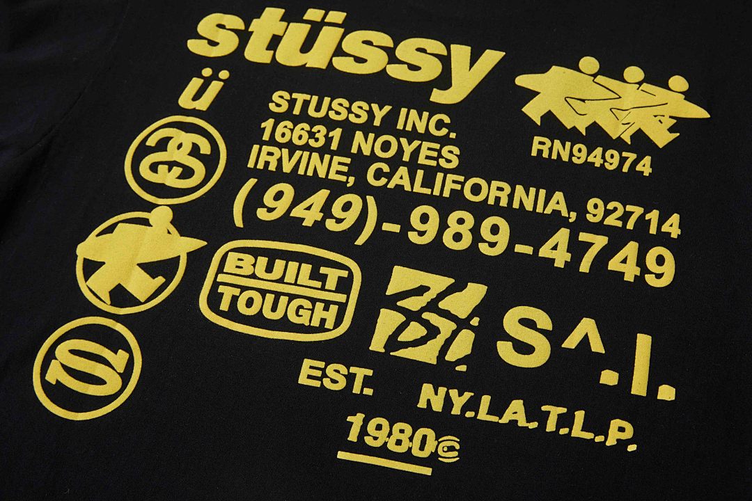 Stussy 108 Stu FW24 DNA TEE PIGMENT DYED LOGO Print Wide Collar Short Sleeve T Black White S M L - Image 8