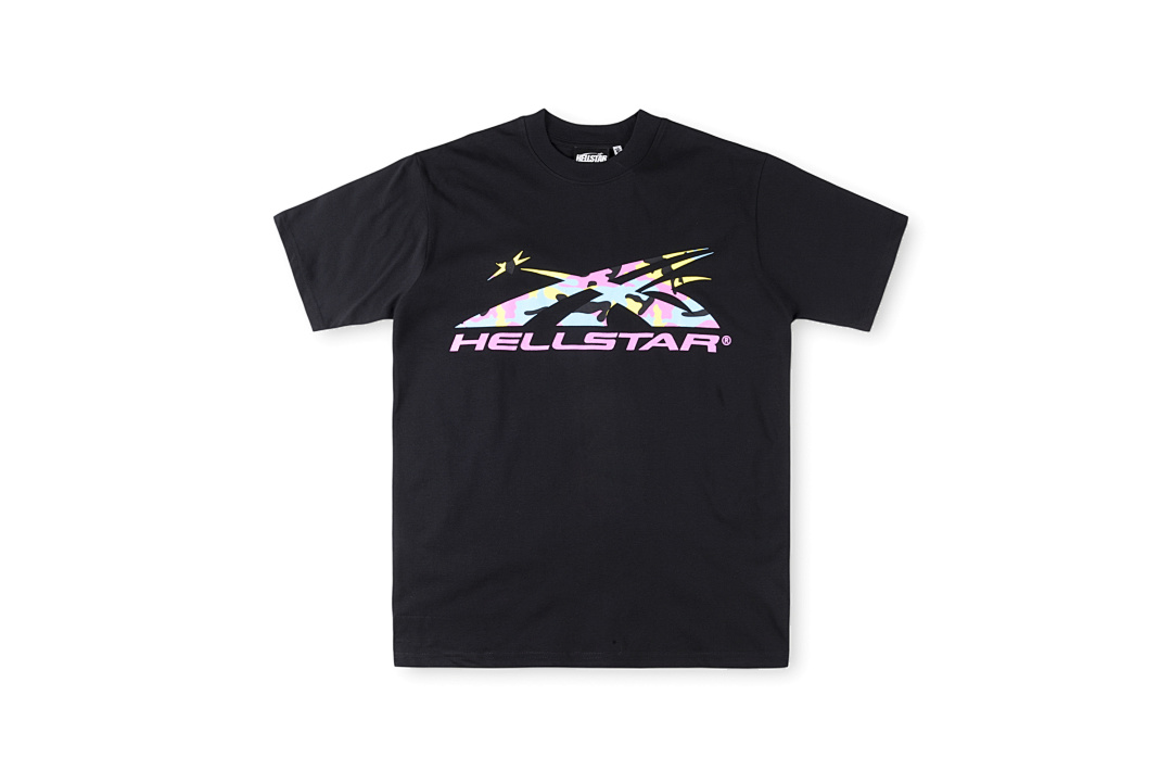 Bape 148 Hellstar Studios Gel Sports Logo Tee Camo Print Short T Black Pink Yellow S-XL - Image 3