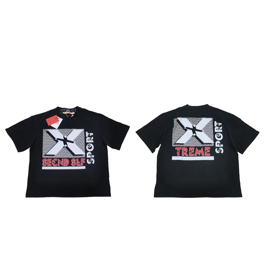 Unbranded 128 SECND SLF Big X Print Short Sleeve : Water Black S M L - Image 4