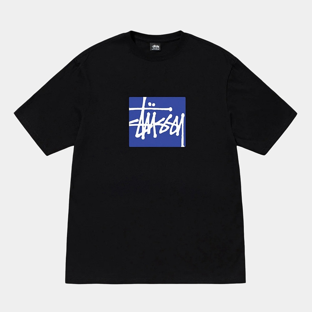 Stussy 108 Stussy Blue LOGO Short Sleeve T : Black White S M L XL