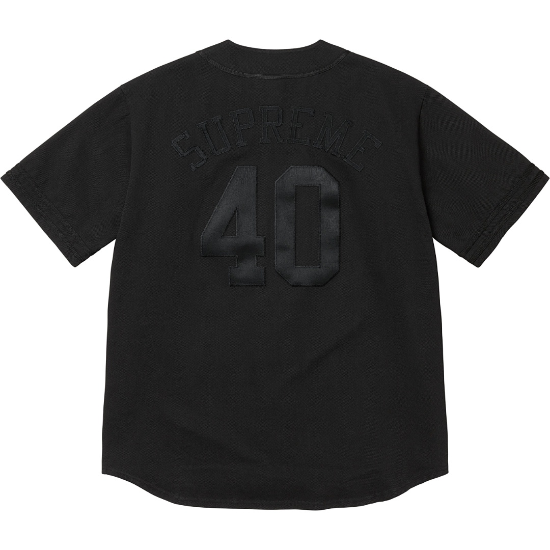 Off-White 268 SS25 40 Acres Twill Baseball Jersey LOGO Short Sleeve Black Off White S-XL - Image 6