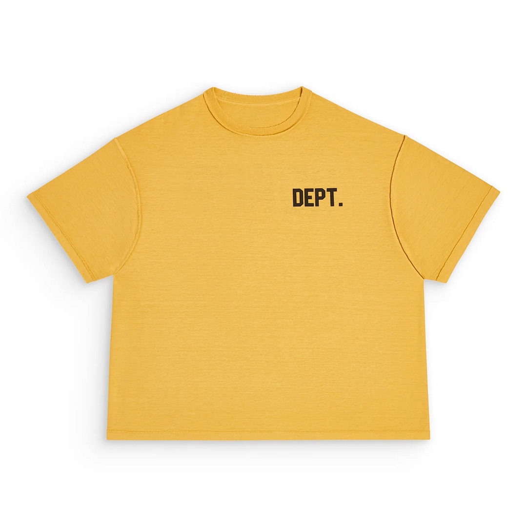 Celine 118 GALLERY DEPT STUDENT COACH REVERSIBLE TEE Washed True Surface Print Short Sleeve T : Black Cream Apricot Yellow S M L - Image 4