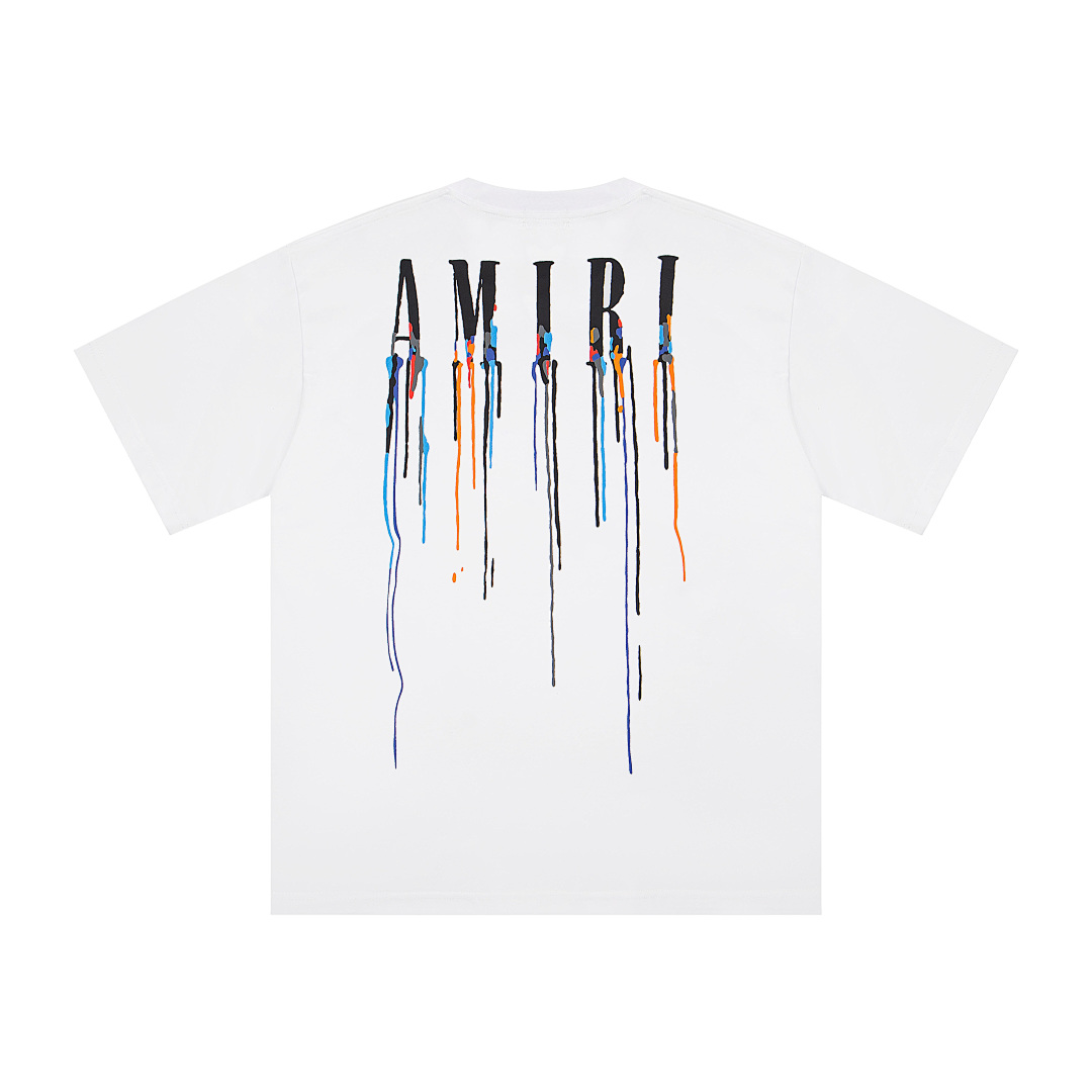 AMIRI 118 Wide Version Model Short Sleeve T Logo Print High Wind Black White S M L XL 9905# - Image 14