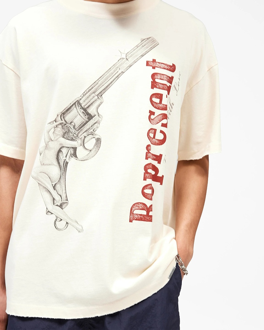 Represent 138 REPRESENT New High Mens Womens Top Wide Short Sleeve : S M L XL Cream Apricot - Image 19