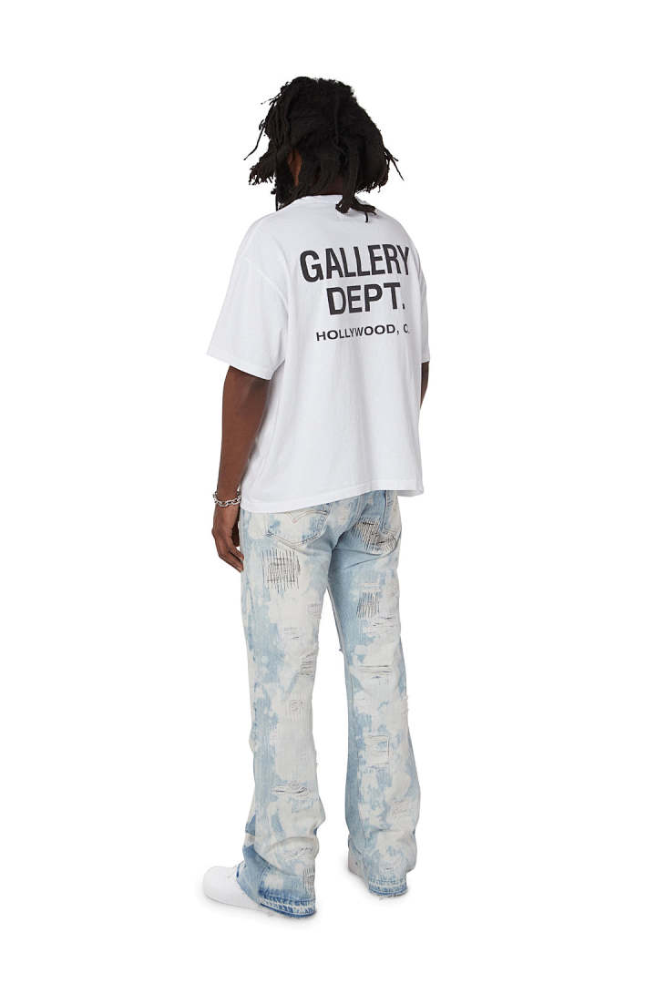 Gallery Dept 98 Gallery Dept. Classic Souvenir Tee LOGO Print Collar Short Sleeve T Black Grey White Cream Apricot Sky Blue Fruit Green Dark S M L - Image 45